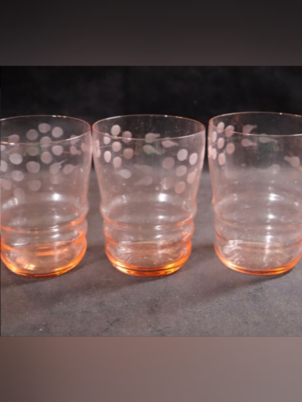 Vintage Pink Depression 3 - Mini 4” Tall Etched Glass Tumblers